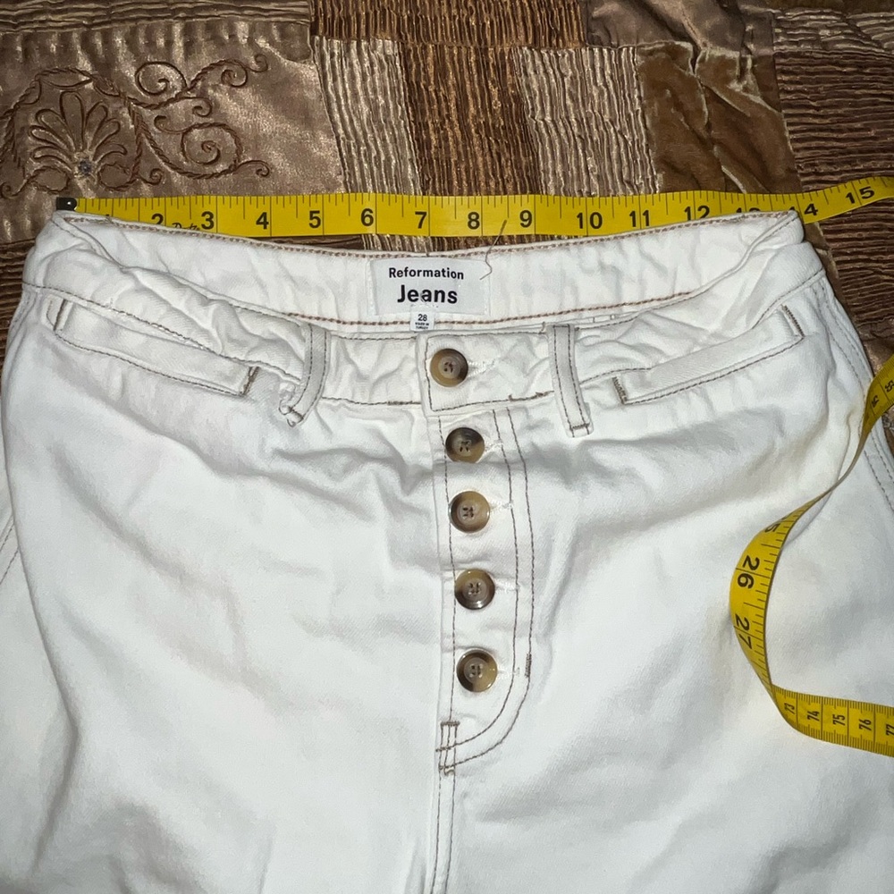 Reformation Women's White Straight Leg Pants - Picture 5 of 8